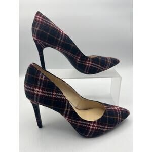 Jessica Simpson Haneh Plaid Pumps Heels RED BLACK WHITE Women's 8M, 4in Heel NEW